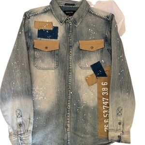 Smoke Rise Men's Denim Jacket with Tan Accents